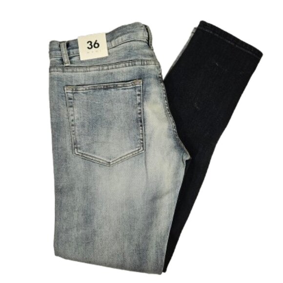 mnml M307 Stretch Denim Blue Black Jeans Men's Size 36 Color Block - Picture 1 of 10